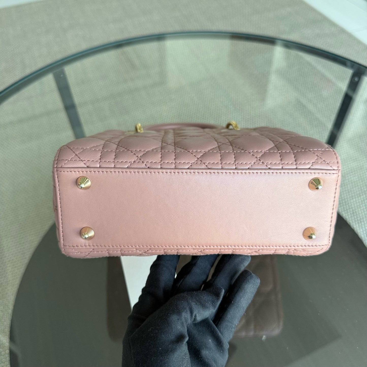 DIOR Lady Small flap bag - Cannage lambskin, blush pink, gold-tone hardware