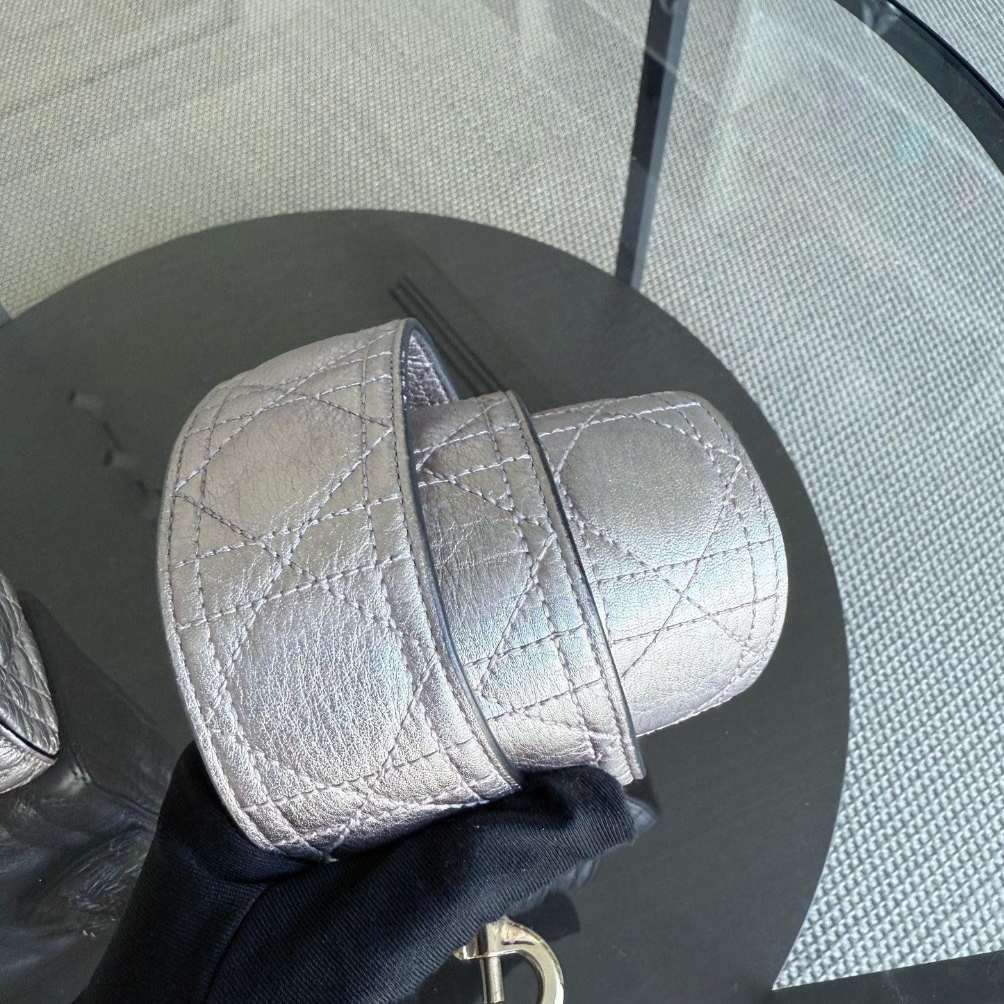 DIO Lady Mini - Rose Gold Metallic Cannage Calfskin