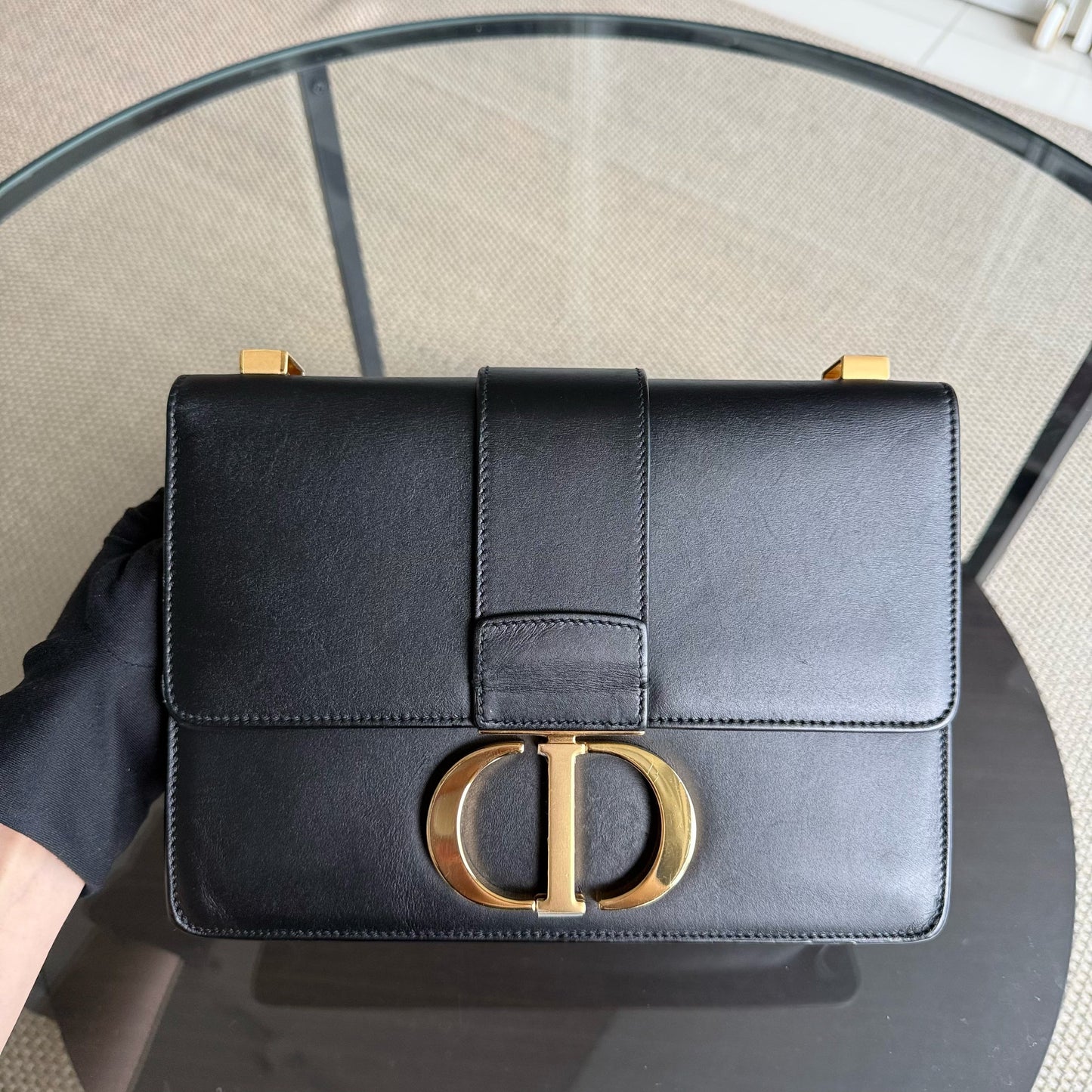 Kovancy Montaigne 30 - Cuir de veau lisse noir, accastillage doré