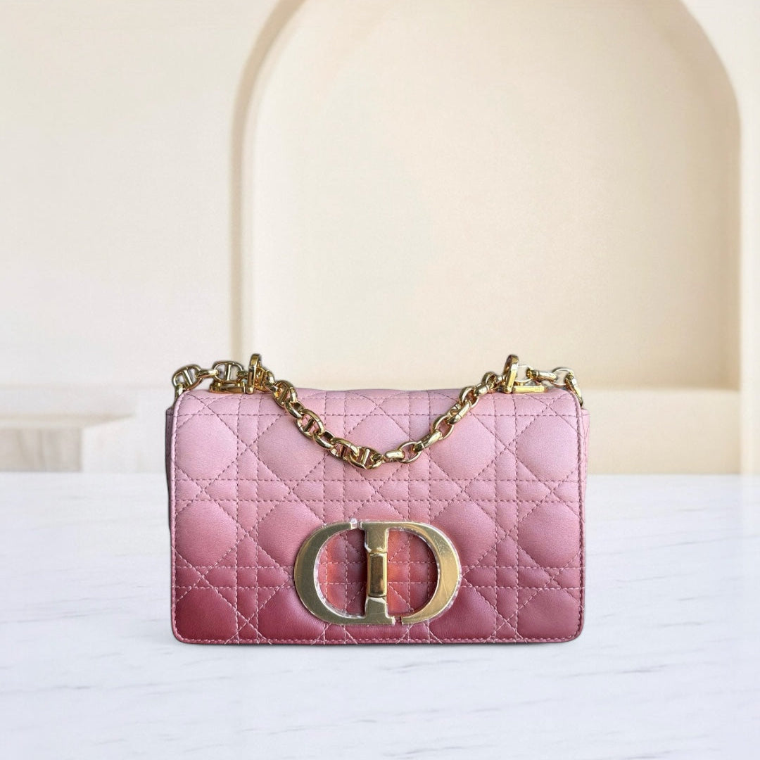 Kovancy Caro Small - Cuir de veau Cannage bicolore Accastillage or rose 20 cm