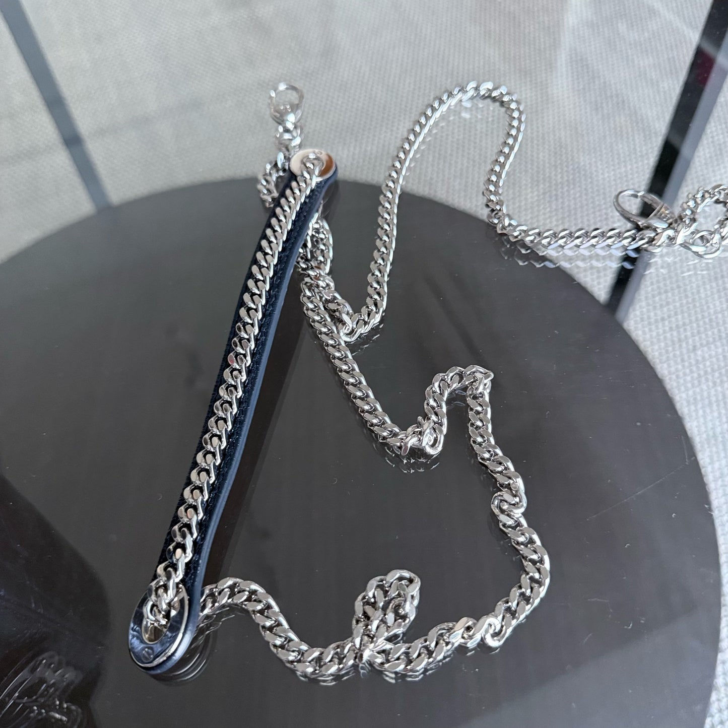 Kovancy Lady Mini - Cuir de veau glacé Cannage bleu métallisé, quincaillerie argentée