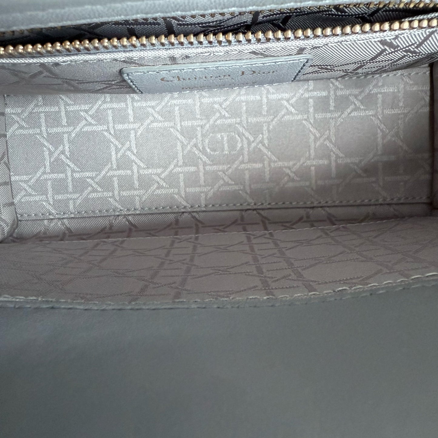 DIO Lady Petit - Gray Cannage Lambskin Gold Hardware