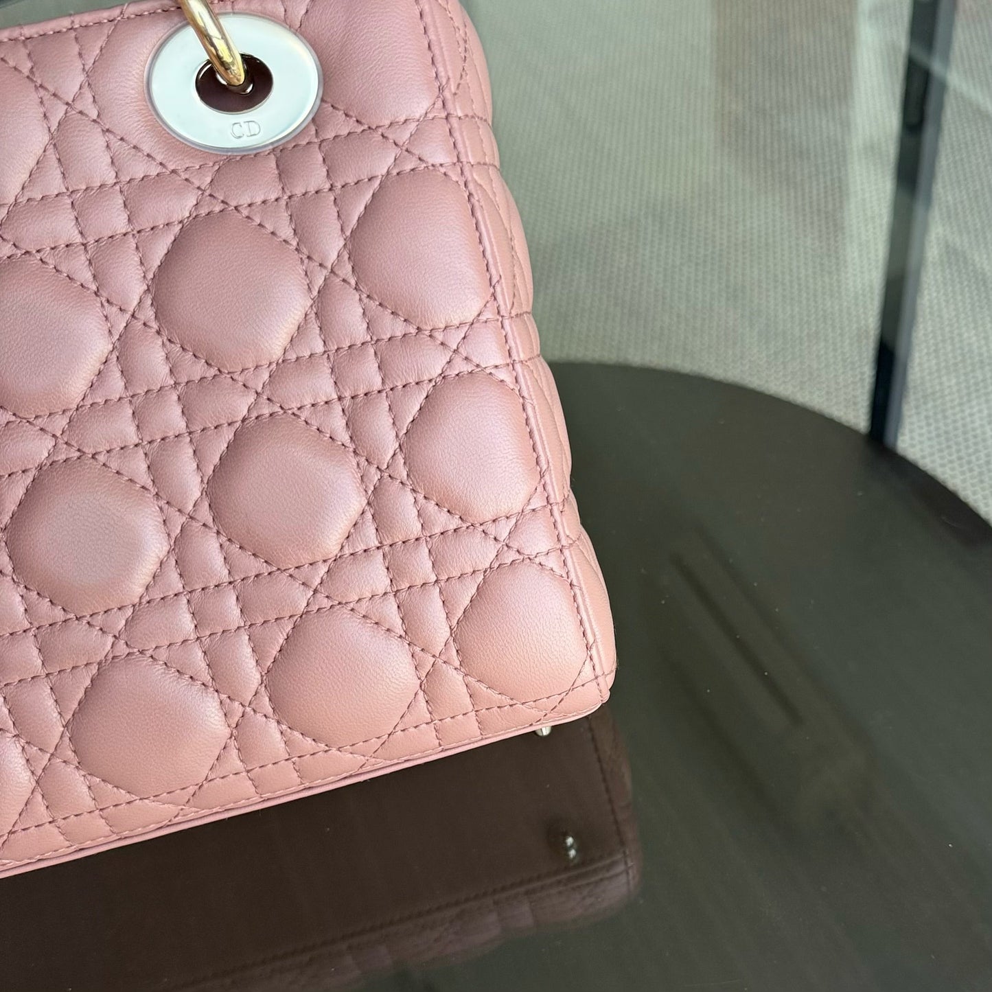 DIOR Lady Small flap bag - Cannage lambskin, blush pink, gold-tone hardware