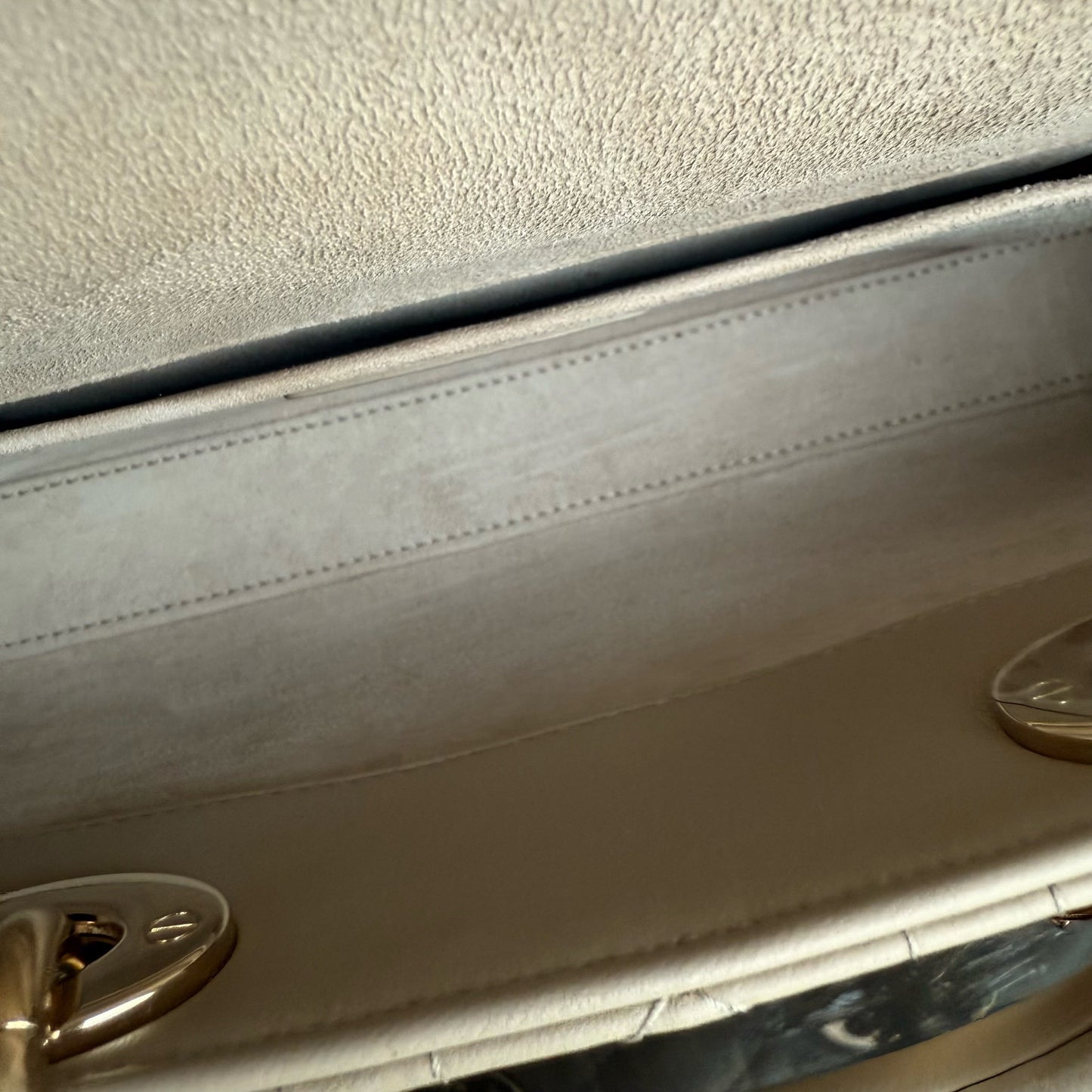 DIO D-Joy Medium Cannage Shoulder Bag in Beige Lambskin with Gold-Tone Hardware