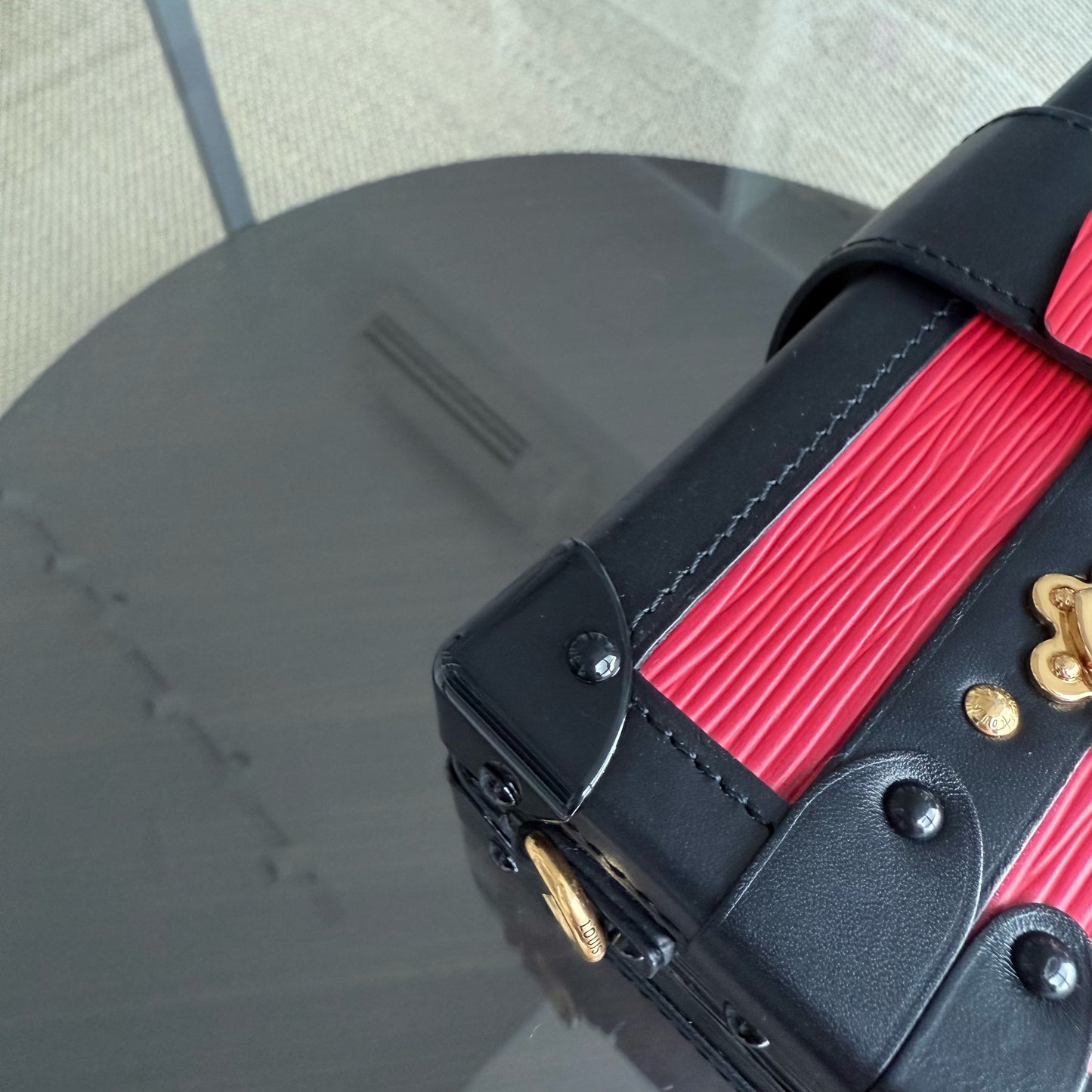 LVT Petite Malle - New edition Red EPI Leather Crossbody Bag with Gold Hardware and Microchip