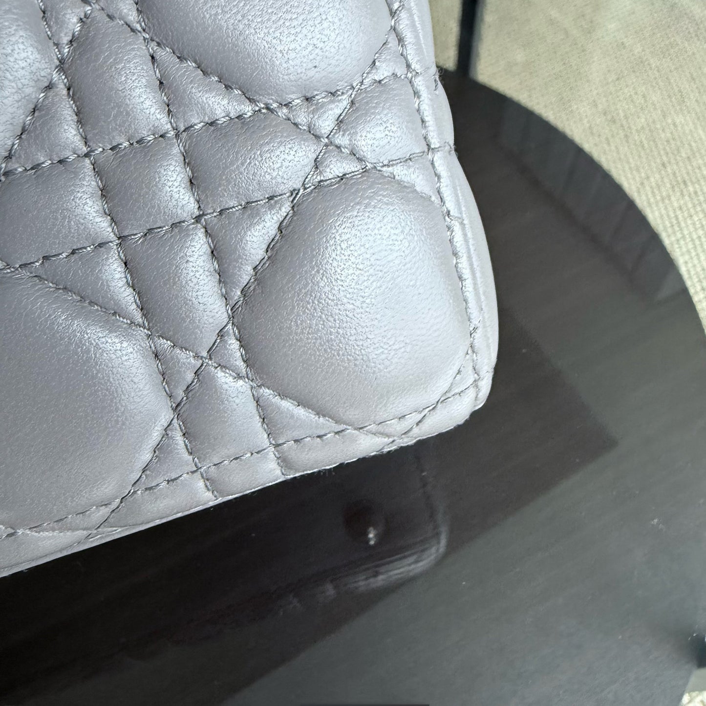 DIO Lady Petit - Gray Cannage Lambskin Gold Hardware