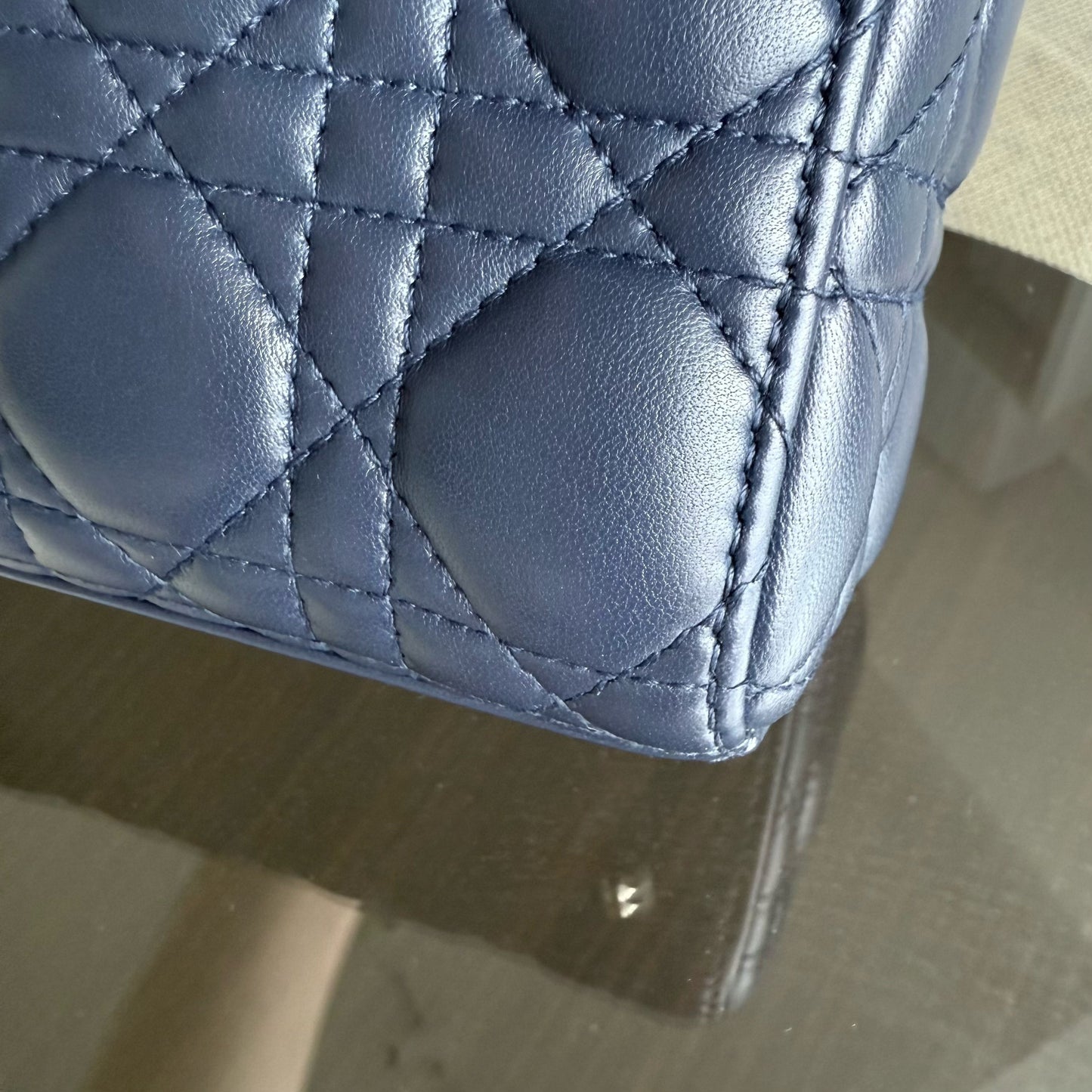 DIO Lady Petit - Dark Blue Cannage Lambskin, Gold Hardware