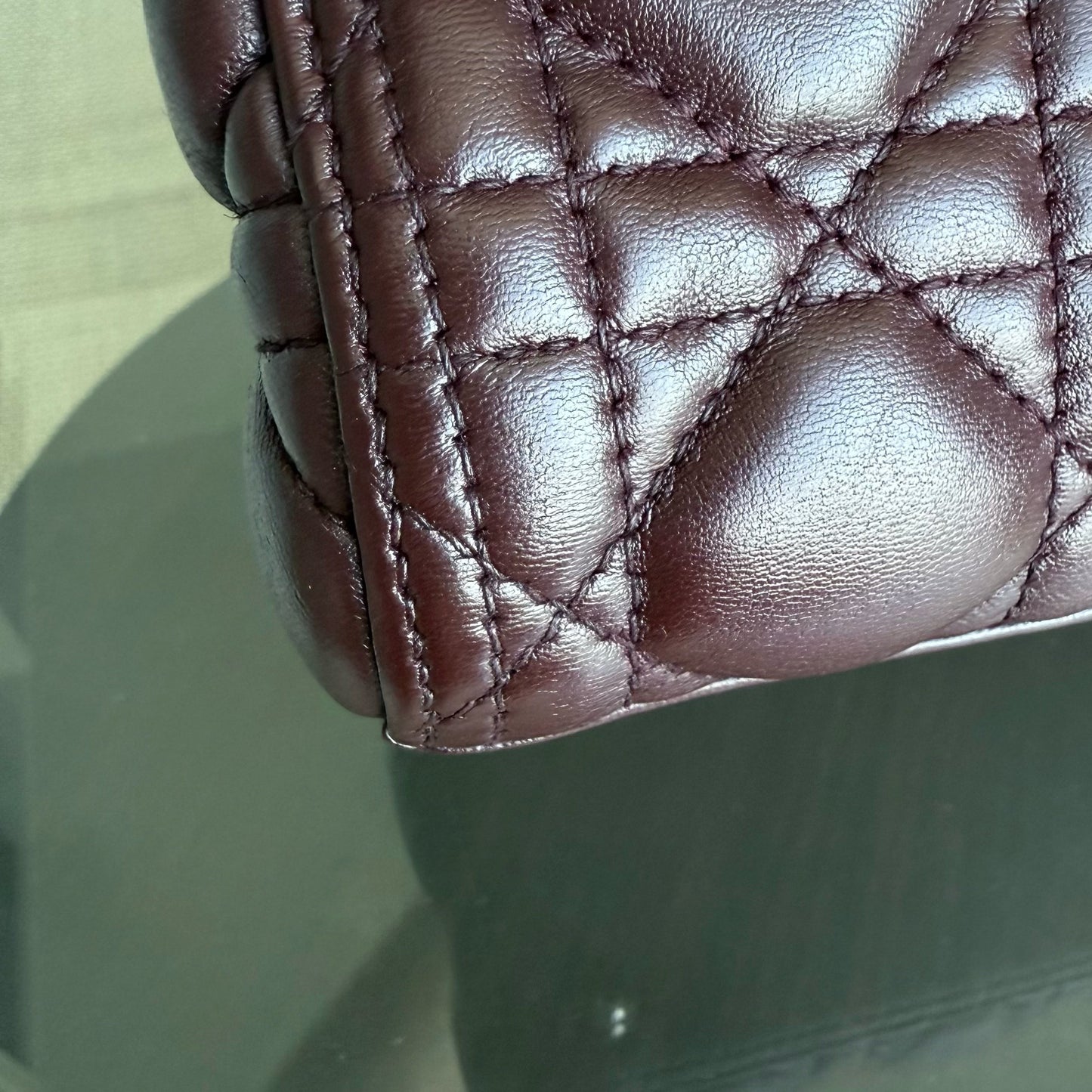 DIO Lady Medium - Dark Red Cannage Lambskin Gold Hardware NO STRAP