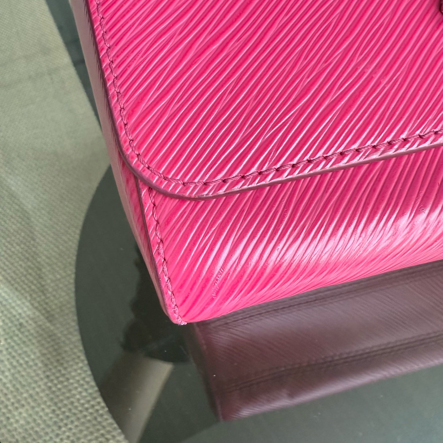 LKovancy Twist Medium MM - Cuir EPI Rose Accastillage Argenté