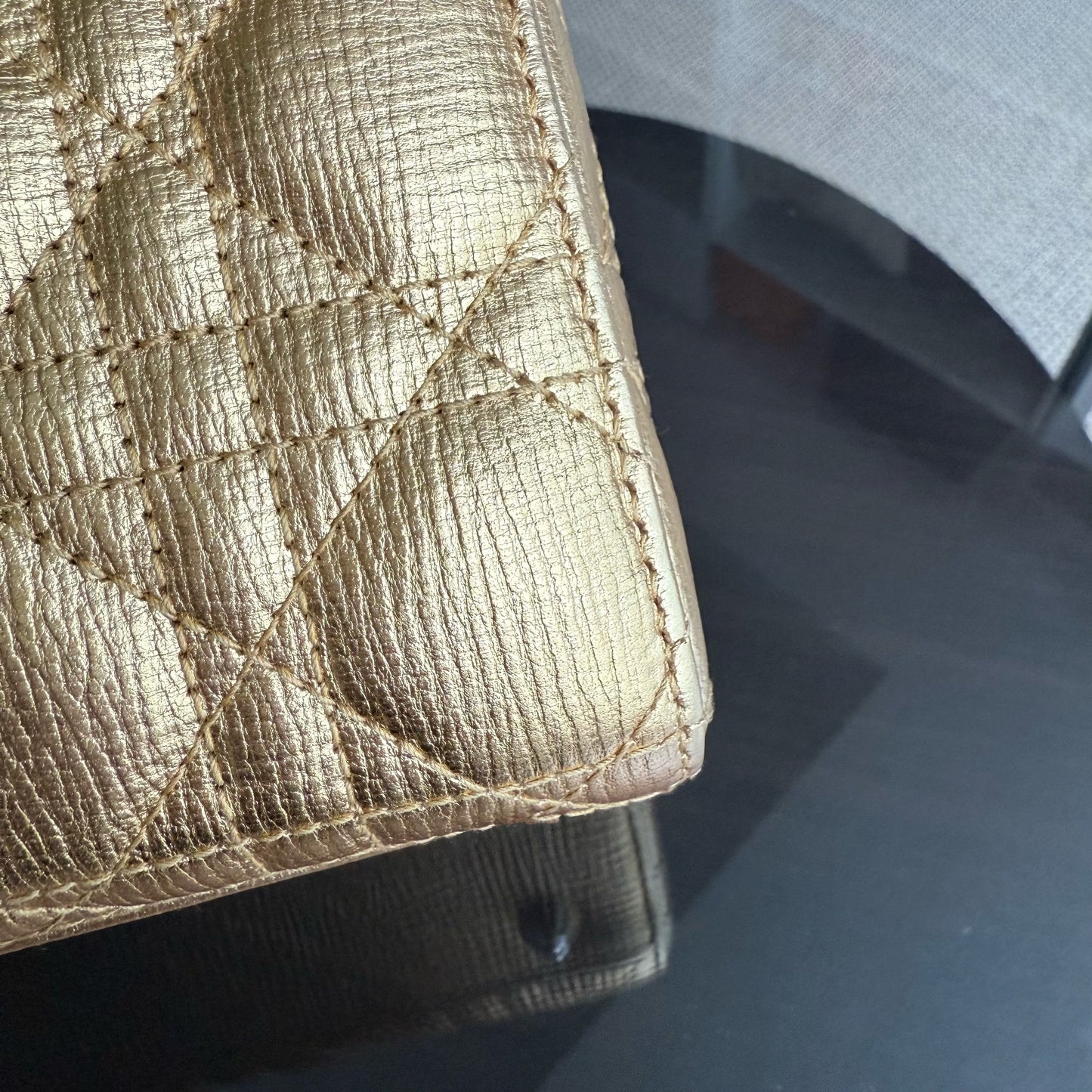 Kovancy Lady Petit - Cuir de veau métallisé Cannage, accessoires dorés et argentés