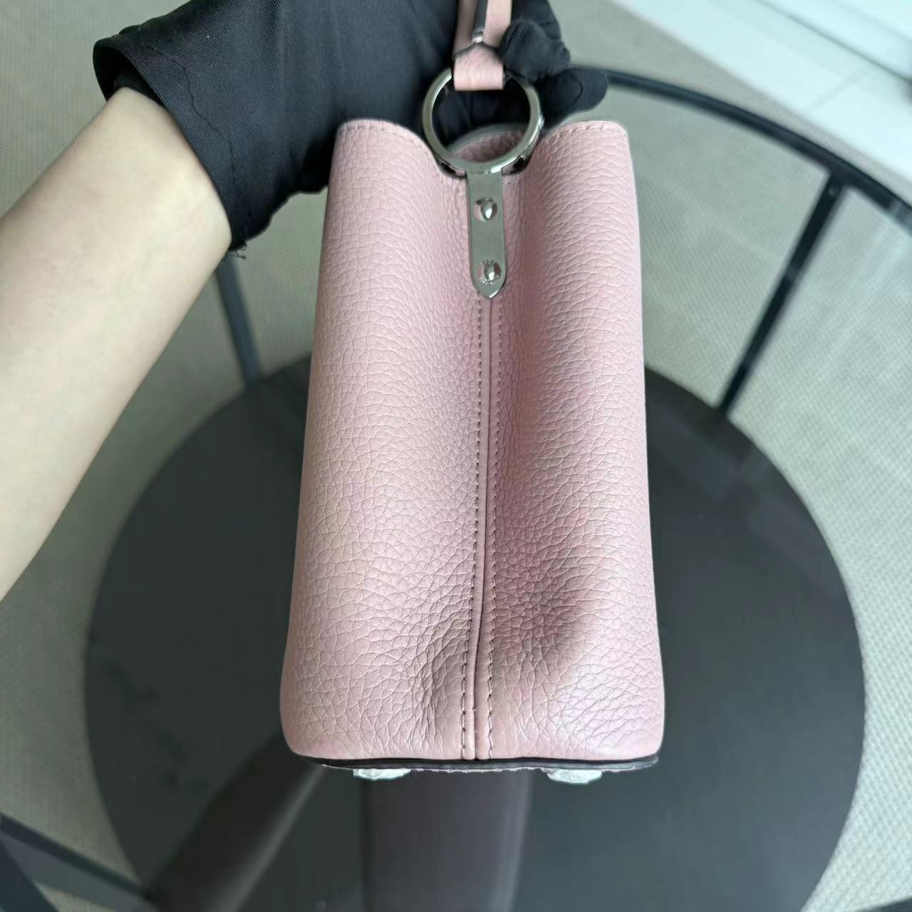 Kovancy Capucines - BB Cuir de veau Taurillon Rose Jasmin Quincaillerie argentée