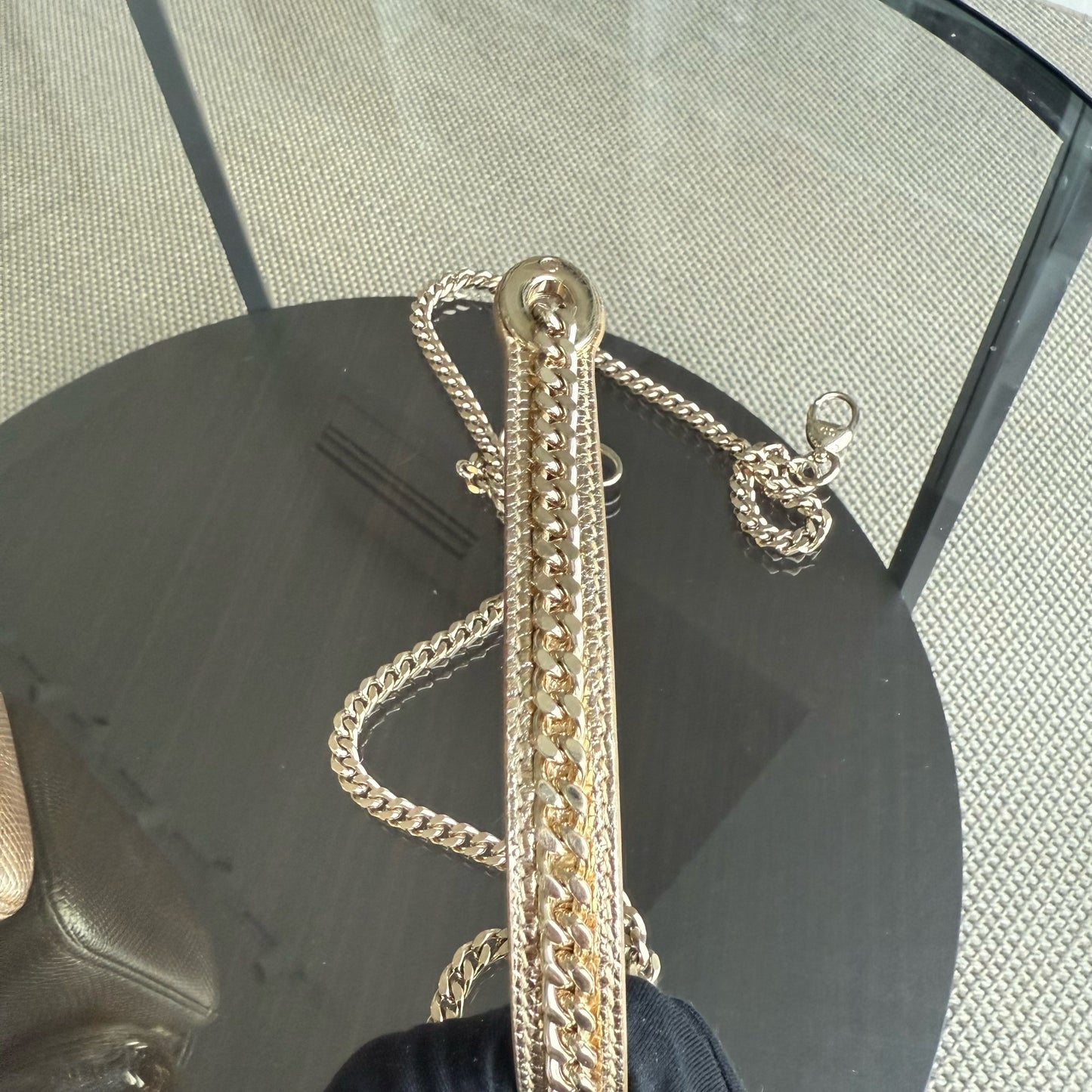 DIO Lady Mini - Metallic Gold Exotic Lizard Leather Chain Strap
