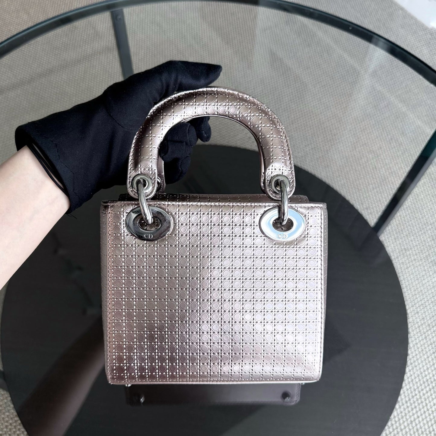 Kovancy Lady Mini - Micro Cannage Métallisé Or Rose Quincaillerie Argent Sangle Réglable