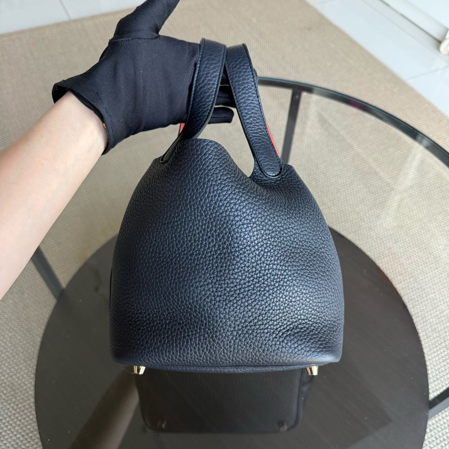 Kovancy Picotin 18 - TC Clémence Cuir Bleu Nuit Quincaillerie Dorée Estampillé X