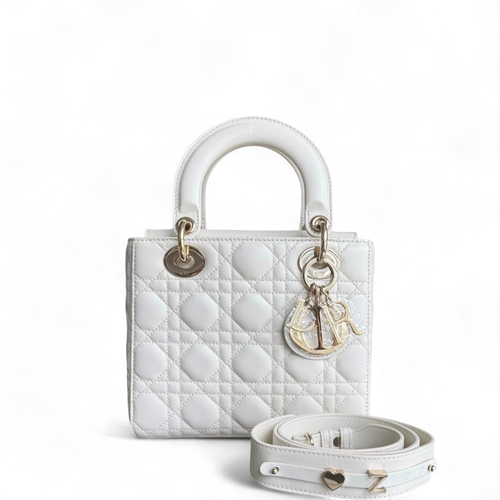 DIO Lady Petit ABC - White Cannage lambskin, gold-finish hardware MyABC