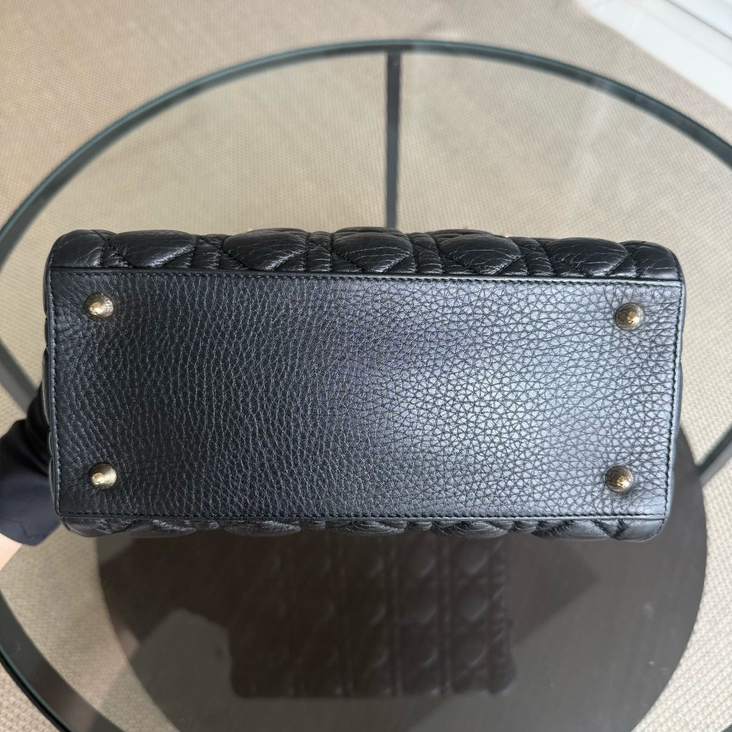 Dior Lady Rabat Medium - Black Cannage Grained Calfskin Gold-tone Hardware