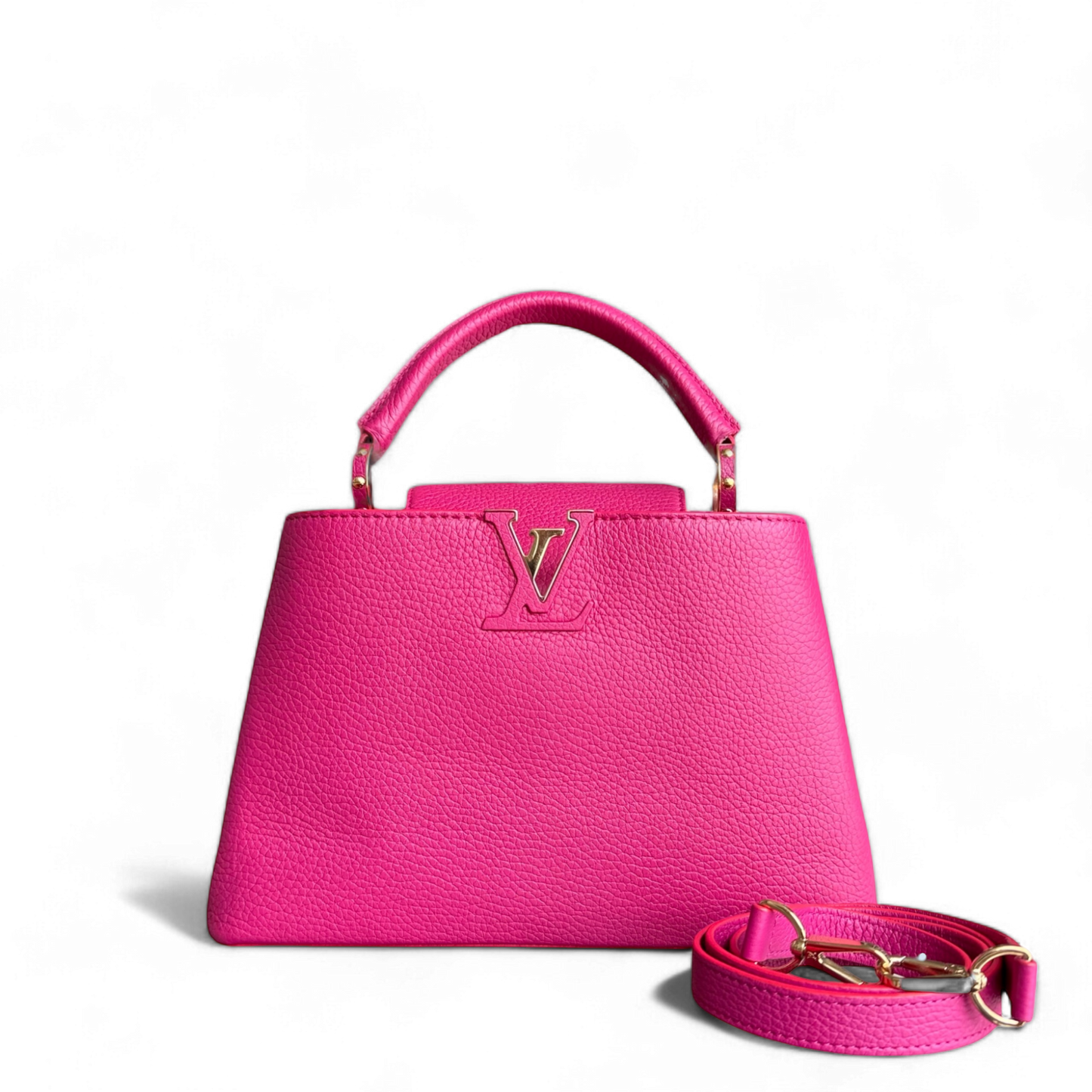 LV Capucines BB - 27CM Grained calfskin Hot pink Gold-tone hardware