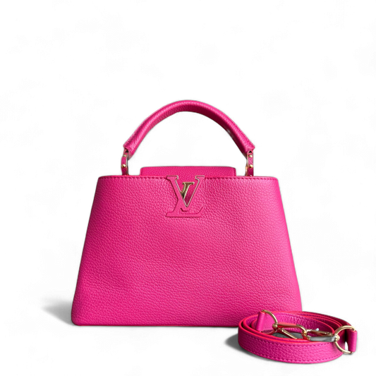 Kovancy Capucines BB - 27CM Cuir de veau grainé Rose vif Quincaillerie dorée
