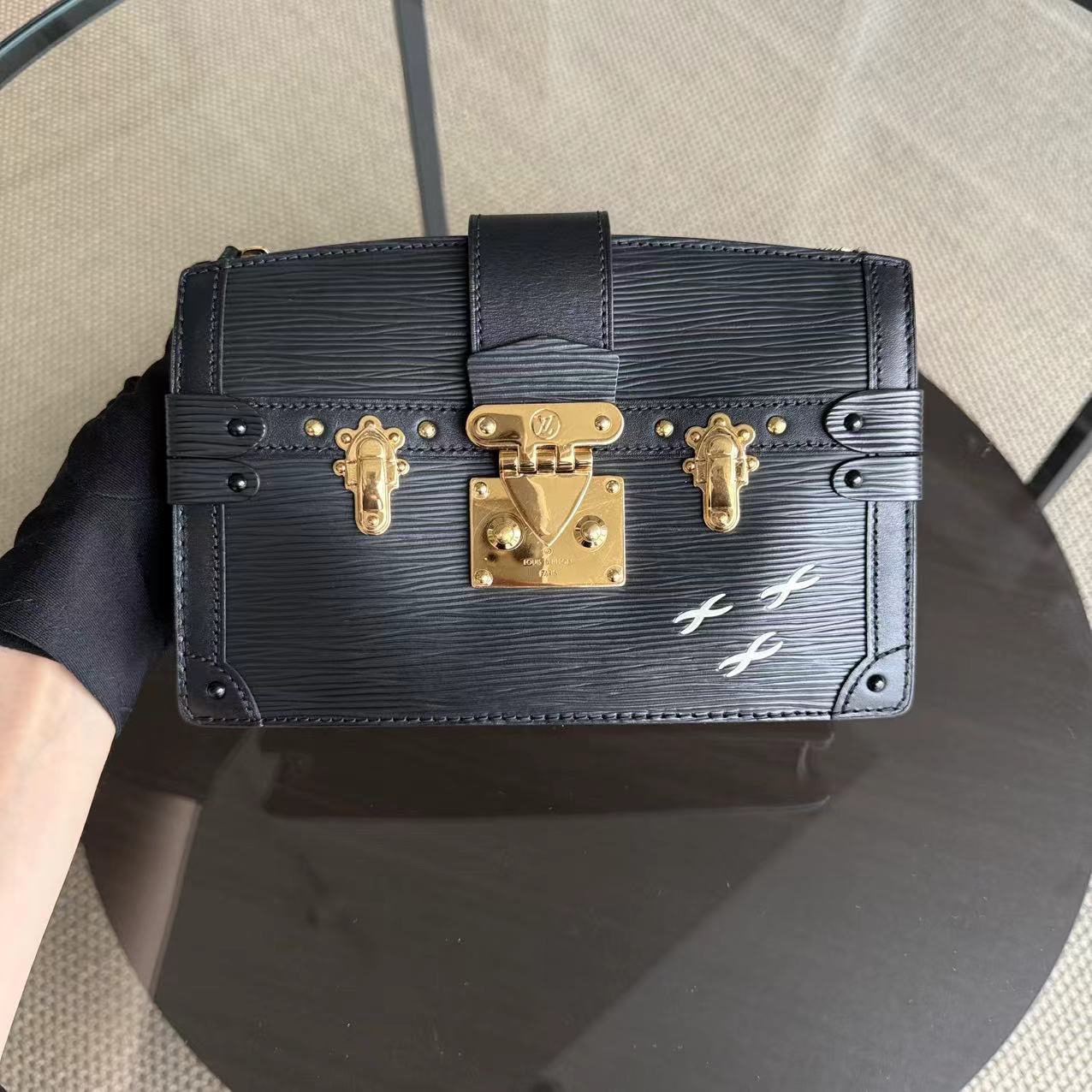 LVT Trunk Pouch - Black Epi Leather Gold Hardware