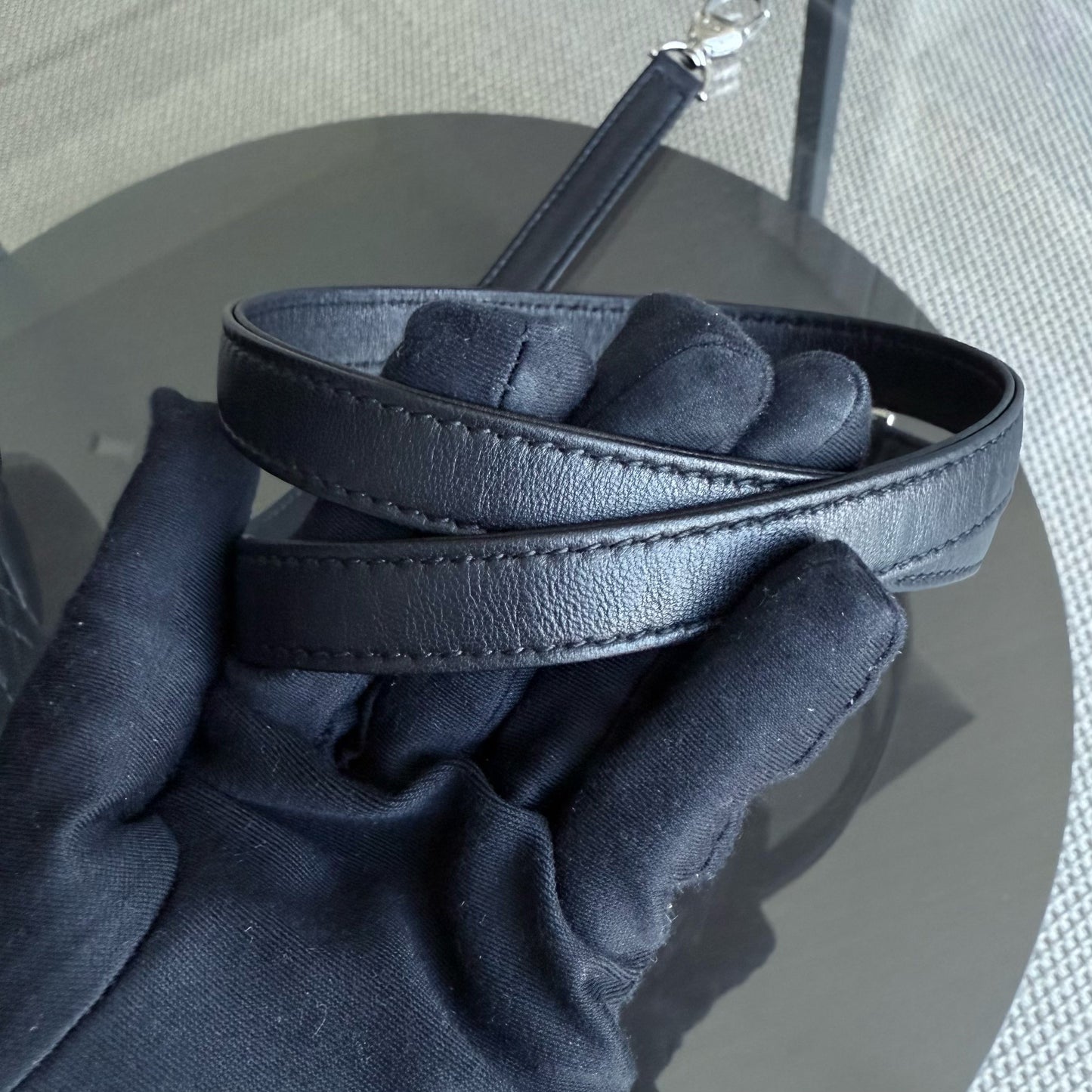Kovancy Lady Moyen - Cuir d'agneau Cannage noir et matériel argenté