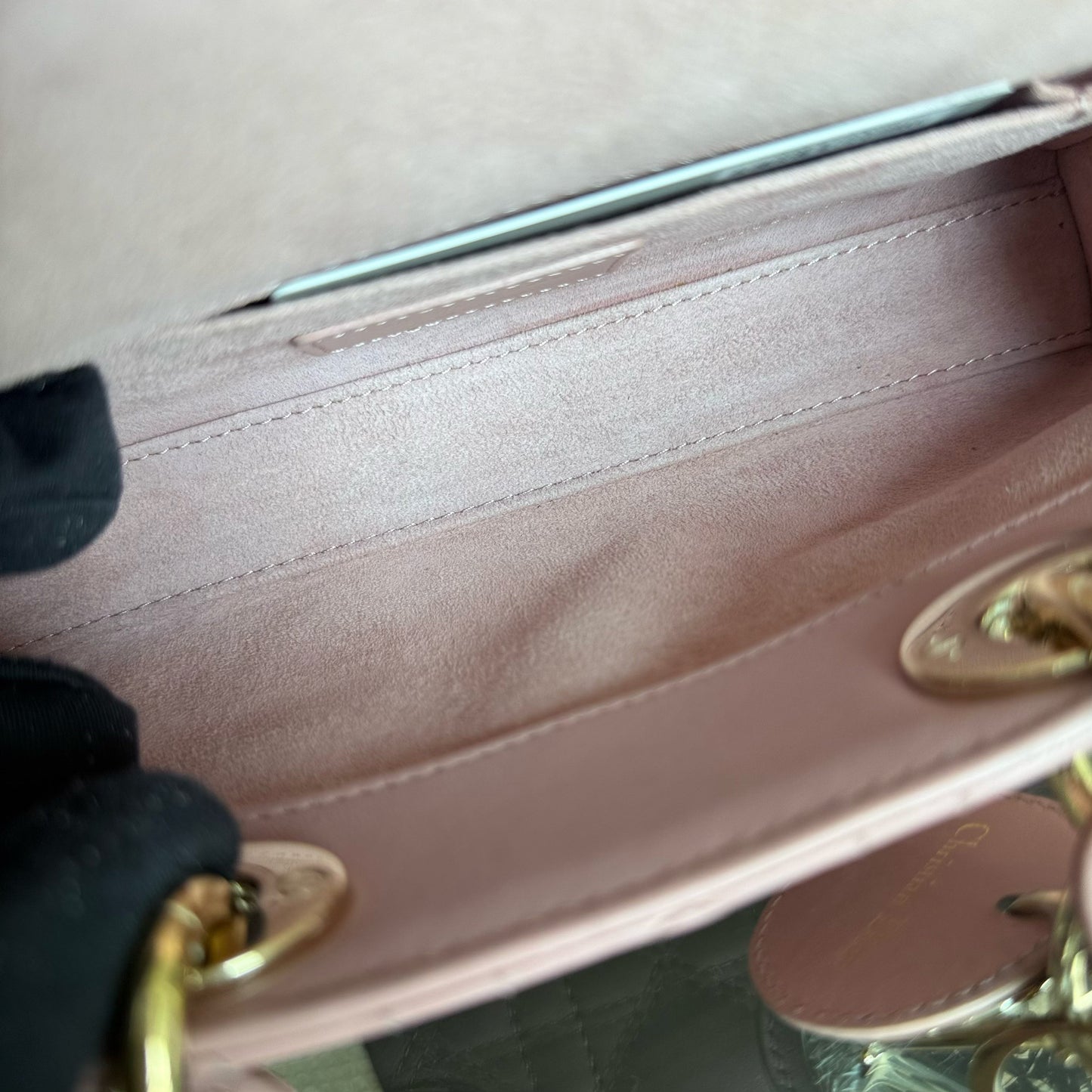 DIO Lady Petit D-Joy flap bag - Pink Cannage lambskin and gold-tone hardware