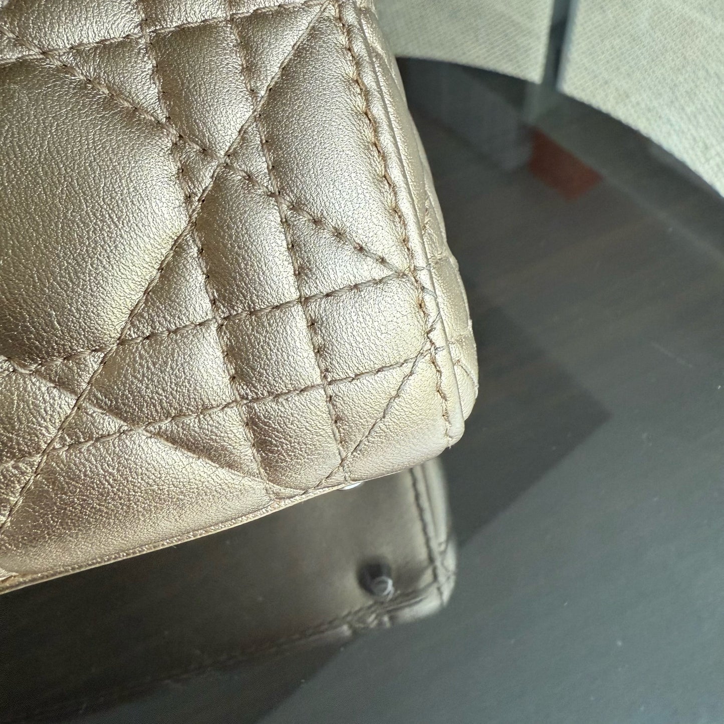 Kovancy Lady Mini - Sangle chaîne en cuir d'agneau Cannage avec quincaillerie dorée et argentée