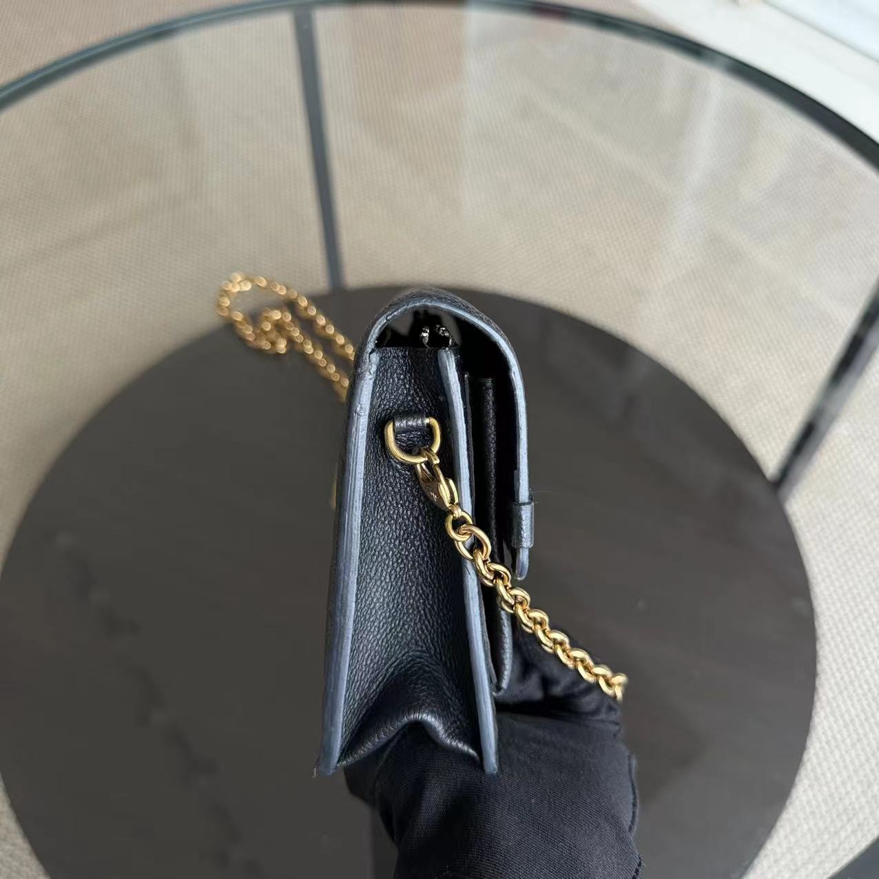 LVT Vavin Chain WOC Chain Wallet Empreinte Black Gold Hardware Black