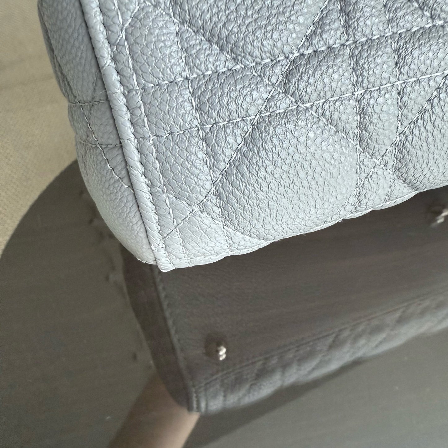 DIO Lady Grand - Gray Caviar Grained Calfskin Cannage Silver-tone hardware