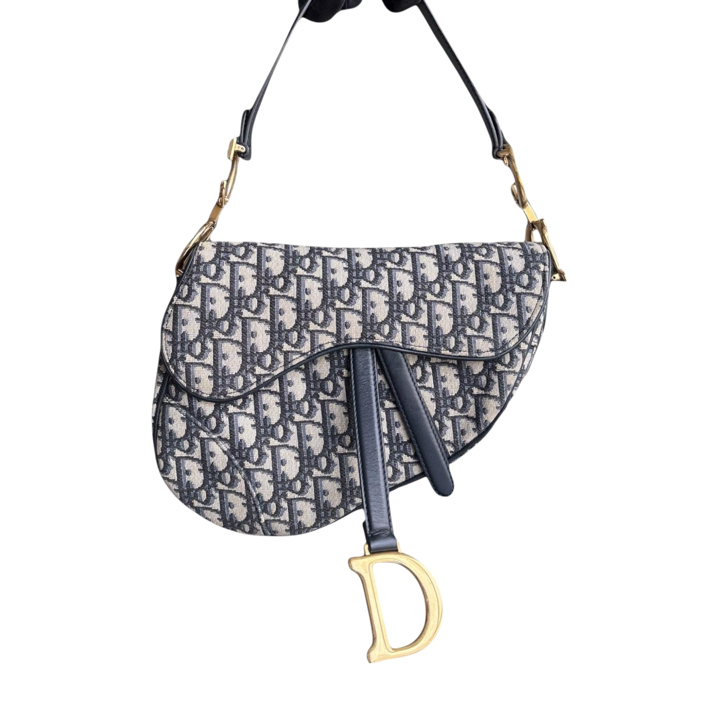 Kovancy Saddle Medium - Toile oblique, accessoires dorés
