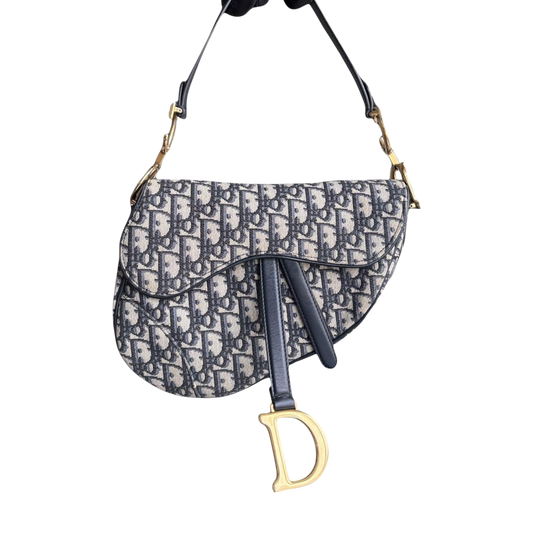 Kovancy Saddle Medium - Toile oblique, accessoires dorés