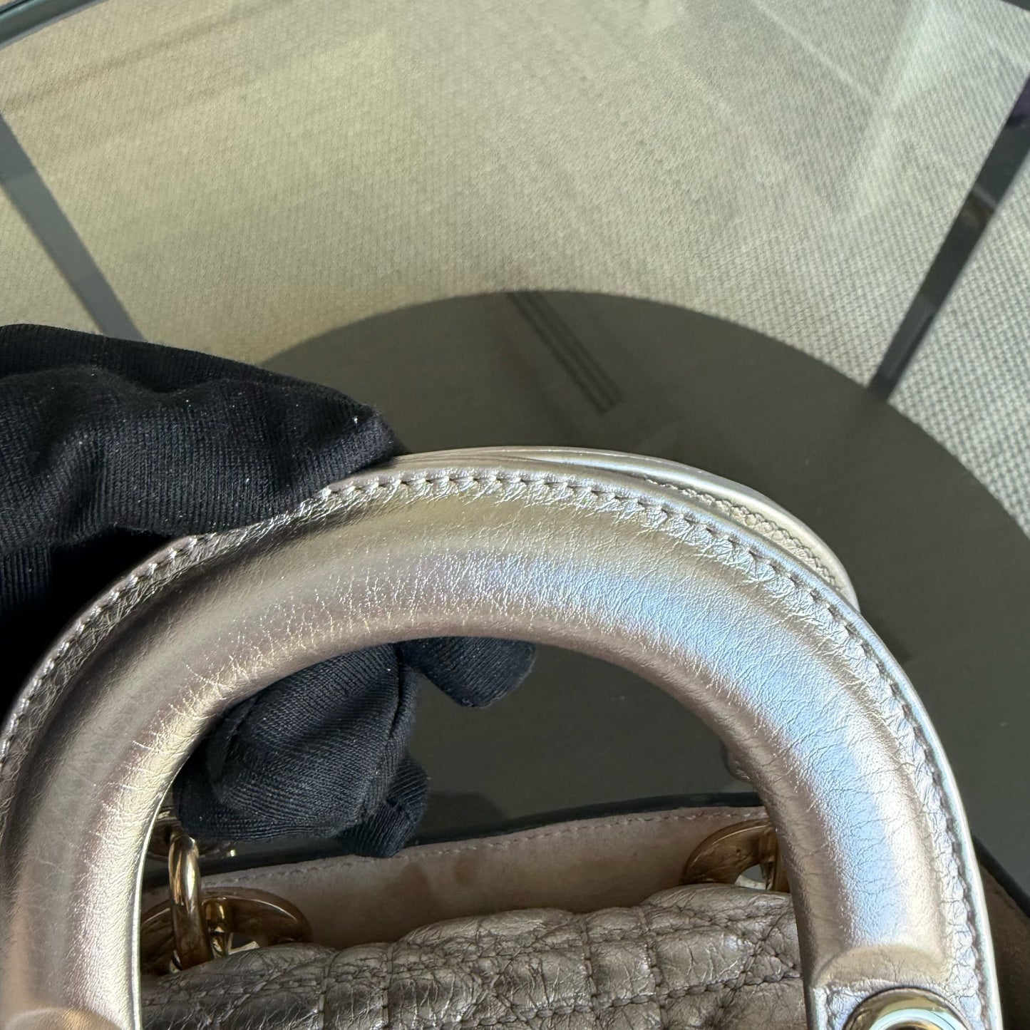 DIO Lady Mini - Rose Gold Metallic Cannage Calfskin