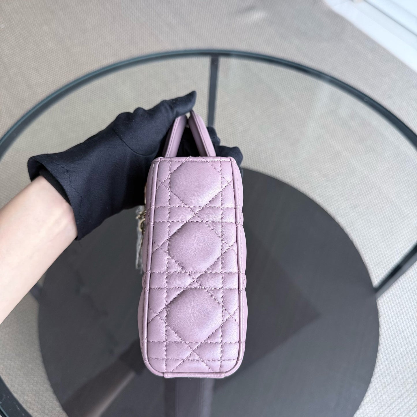 Kovancy D-Joy Medium - Cuir d'agneau Cannage Accastillage or rose