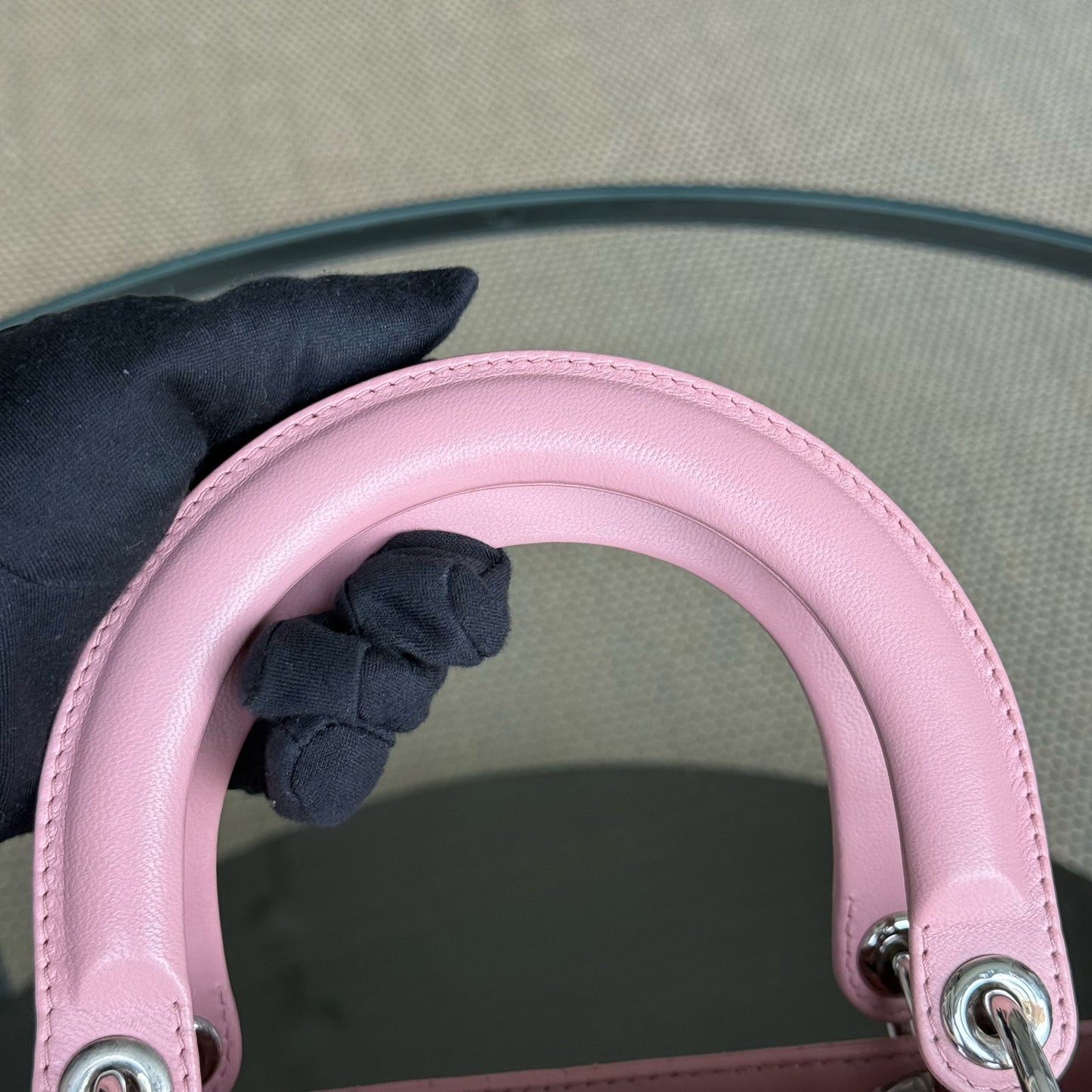 DIO Lady Medium - Pink Cannage lambskin Silver-tone hardware