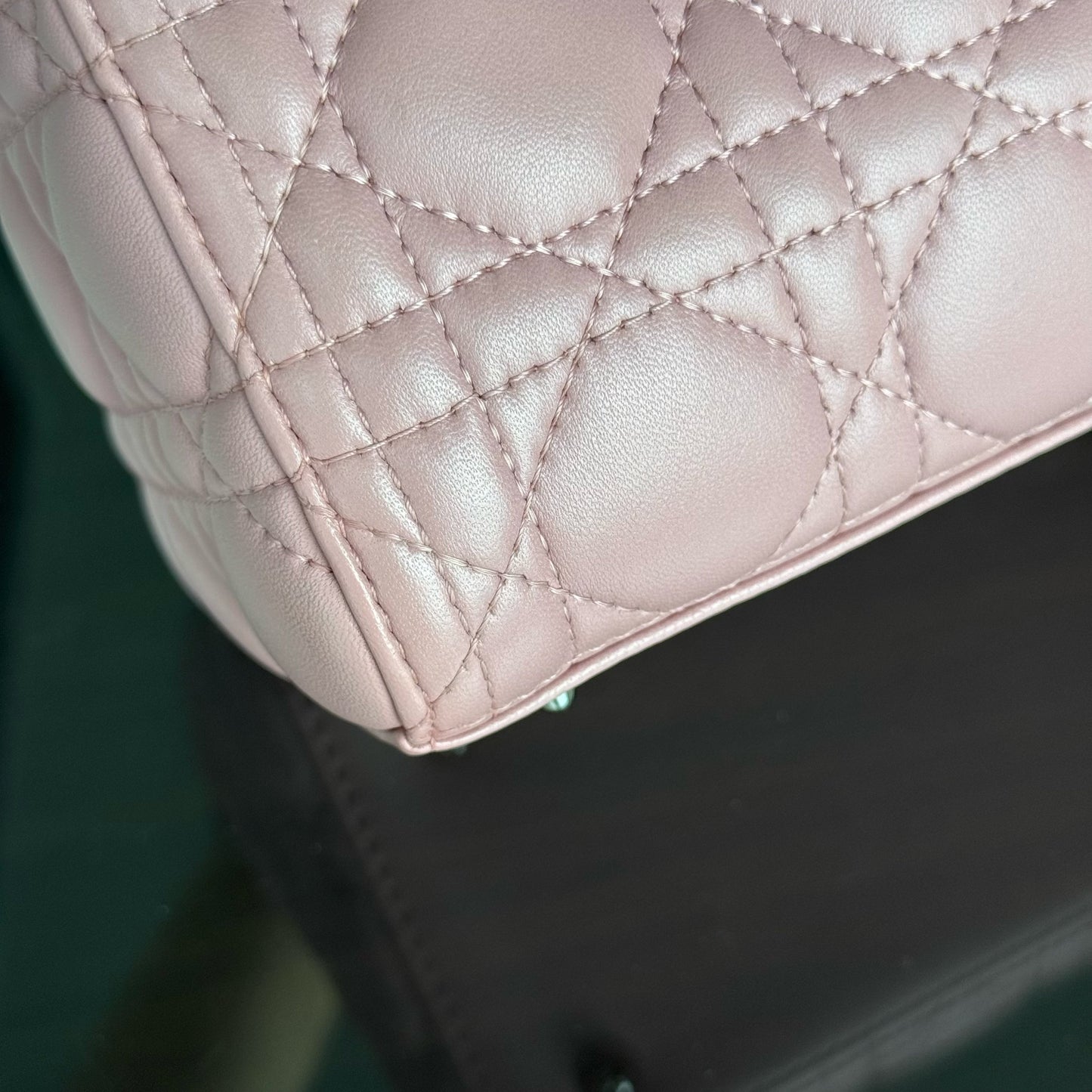 DIO Lady Medium - Pink Cannage lambskin Silver-tone hardware