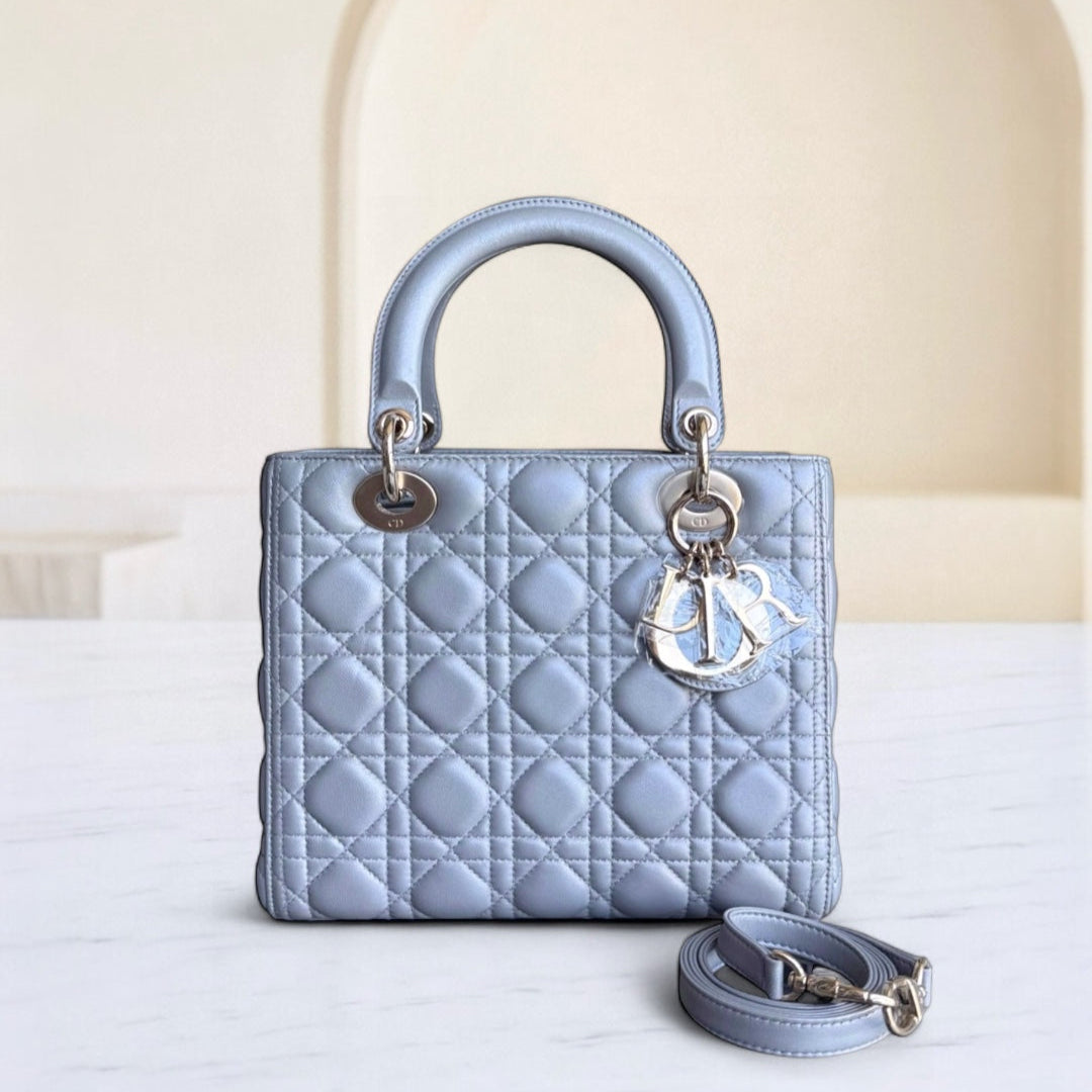Kovancy Lady Moyen - Cuir d'agneau Canange Gris Quincaillerie dorée
