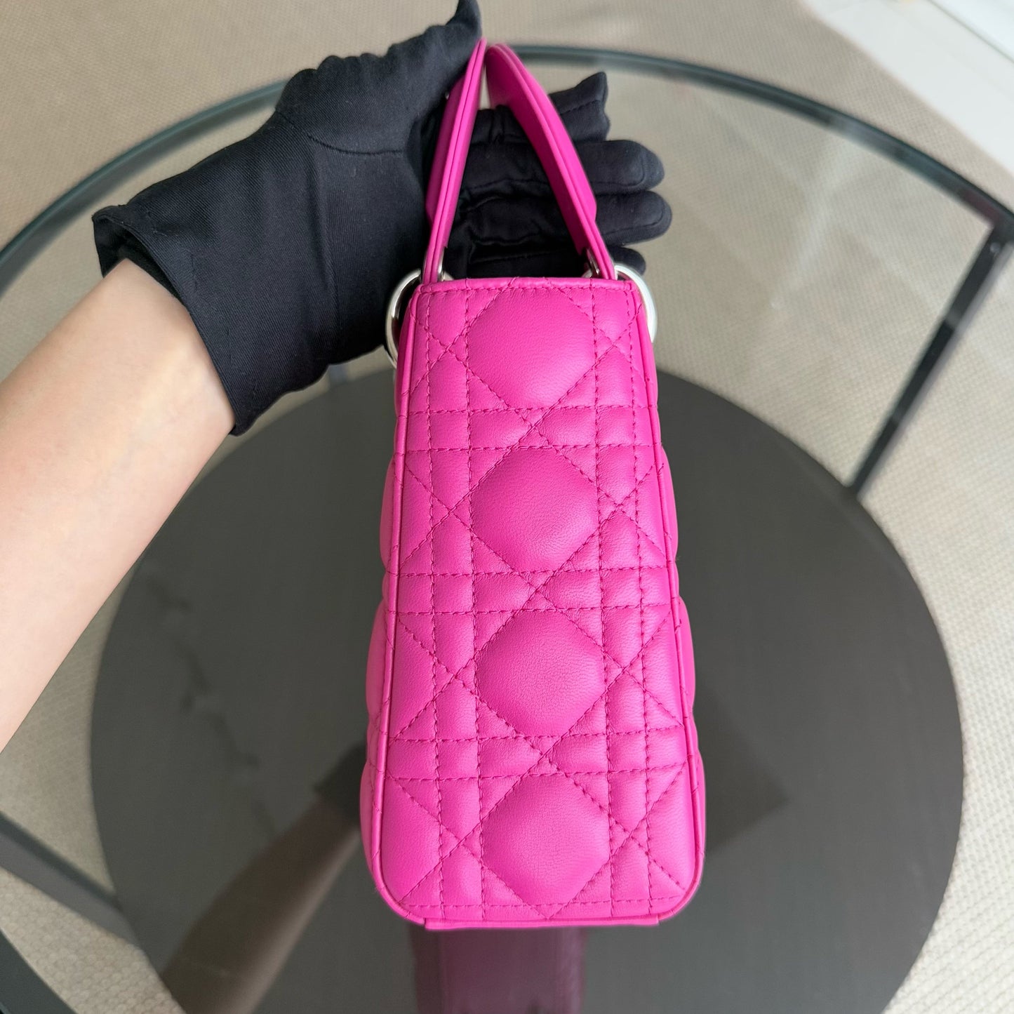 Kovancy Lady Petit - Cannage Lambskin Barbie Rose Argent Quincaillerie
