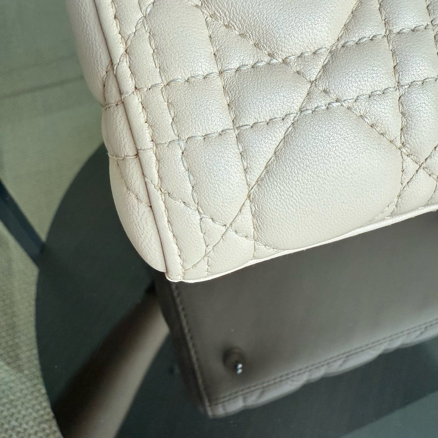 Kovancy Lady Moyen - Quincaillerie Cannage Lambskin Nude Argent