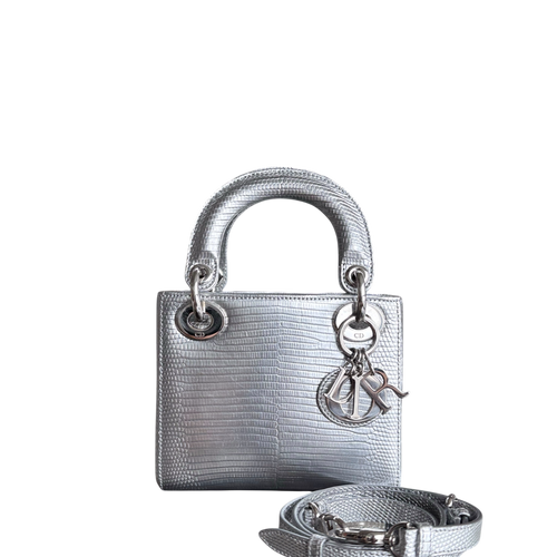 Kovancy Lady Mini - Gris lézard exotique, finitions argentées