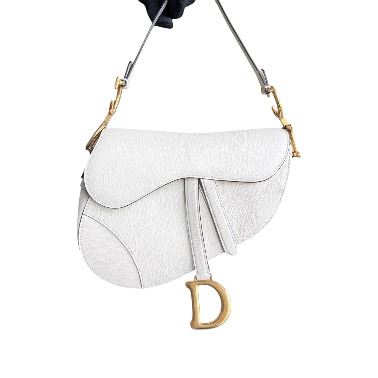 Kovancy Saddle Medium - Cuir de veau grainé, finitions en or blanc