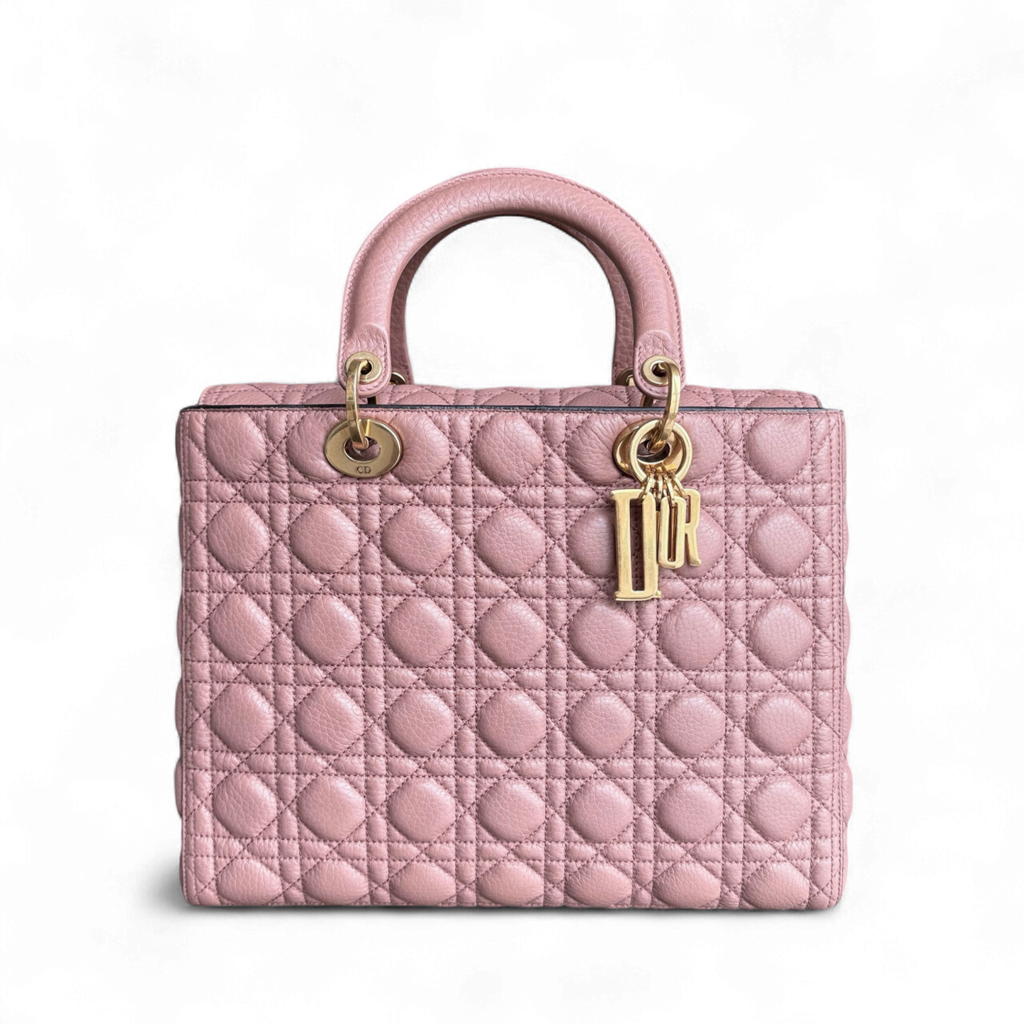 Kovancy Lady Grand modèle - Cuir de veau grainé Cannage, finitions dorées blush, sans bandoulière