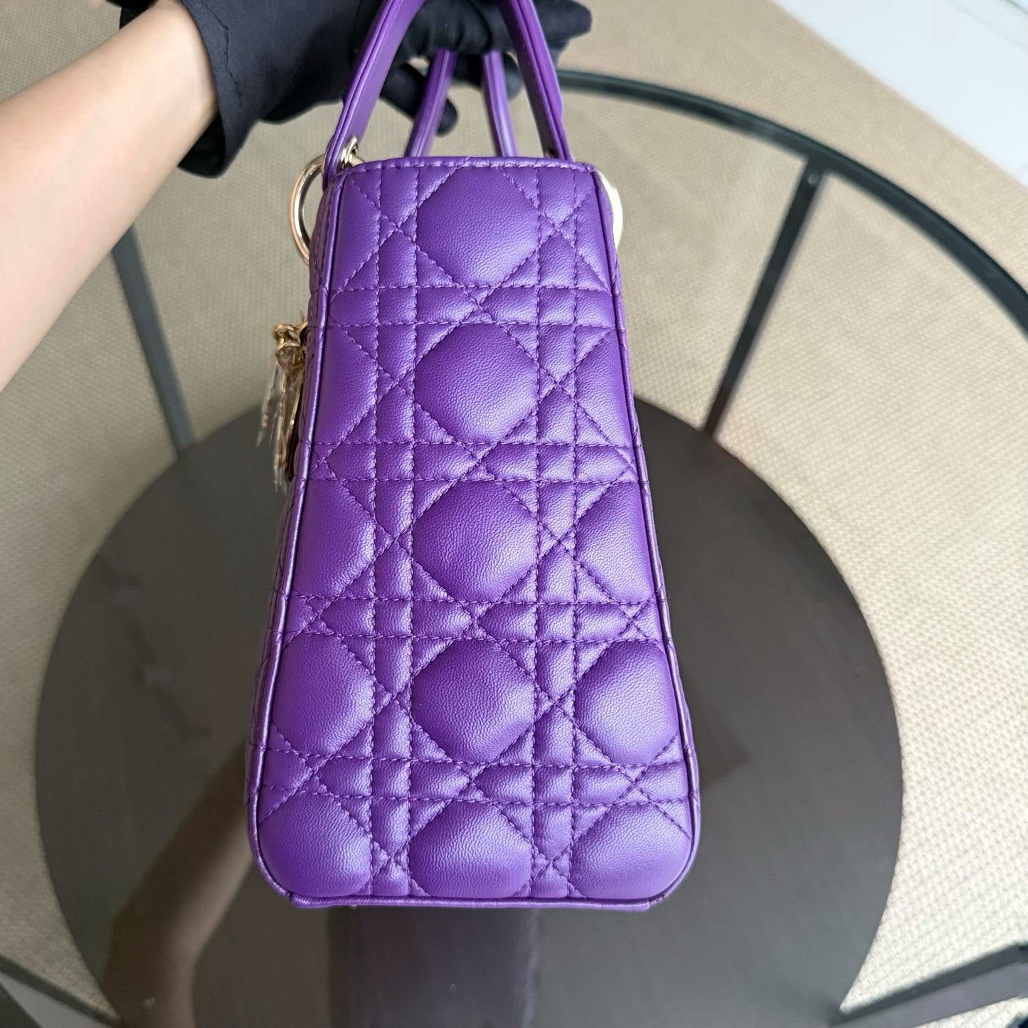Kovancy Lady Moyen - Quincaillerie Cannage Lambskin Violet Argent