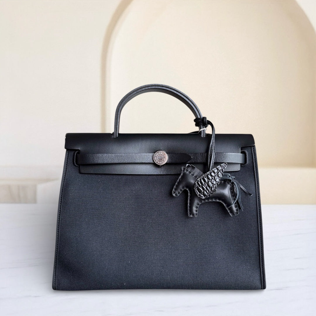 Kovancy Sac Herbag Zip 31 en toile unie noire PHW