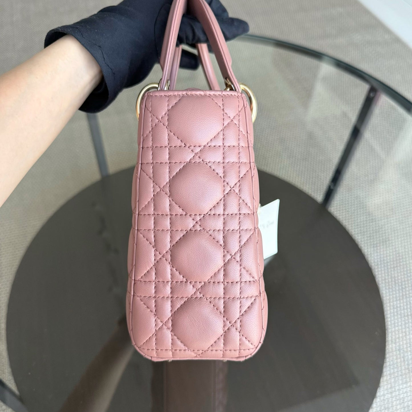 DIOR Lady Small flap bag - Cannage lambskin, blush pink, gold-tone hardware