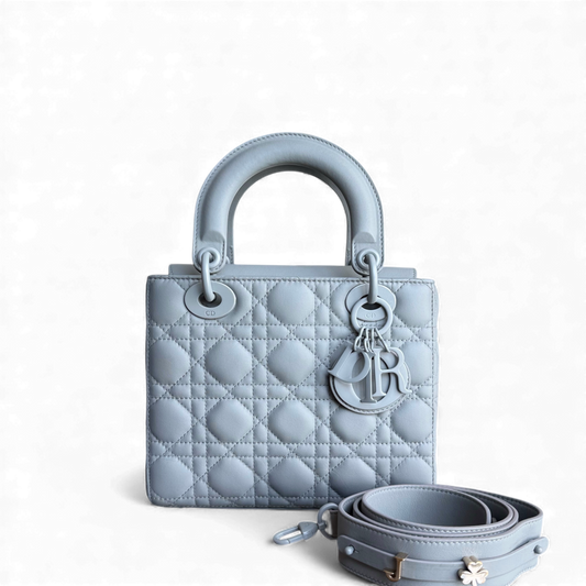 Kovancy Lady Petit modèle ABC - Cuir de veau gris Cannage entièrement gris, finitions noires