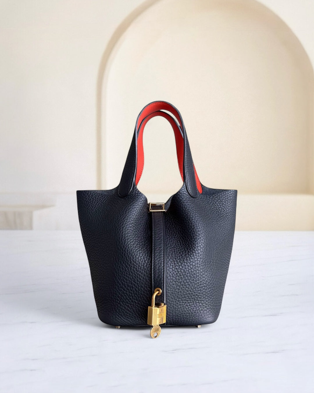 Kovancy Picotin 18 - TC Clémence Cuir Bleu Nuit Quincaillerie Dorée Estampillé X