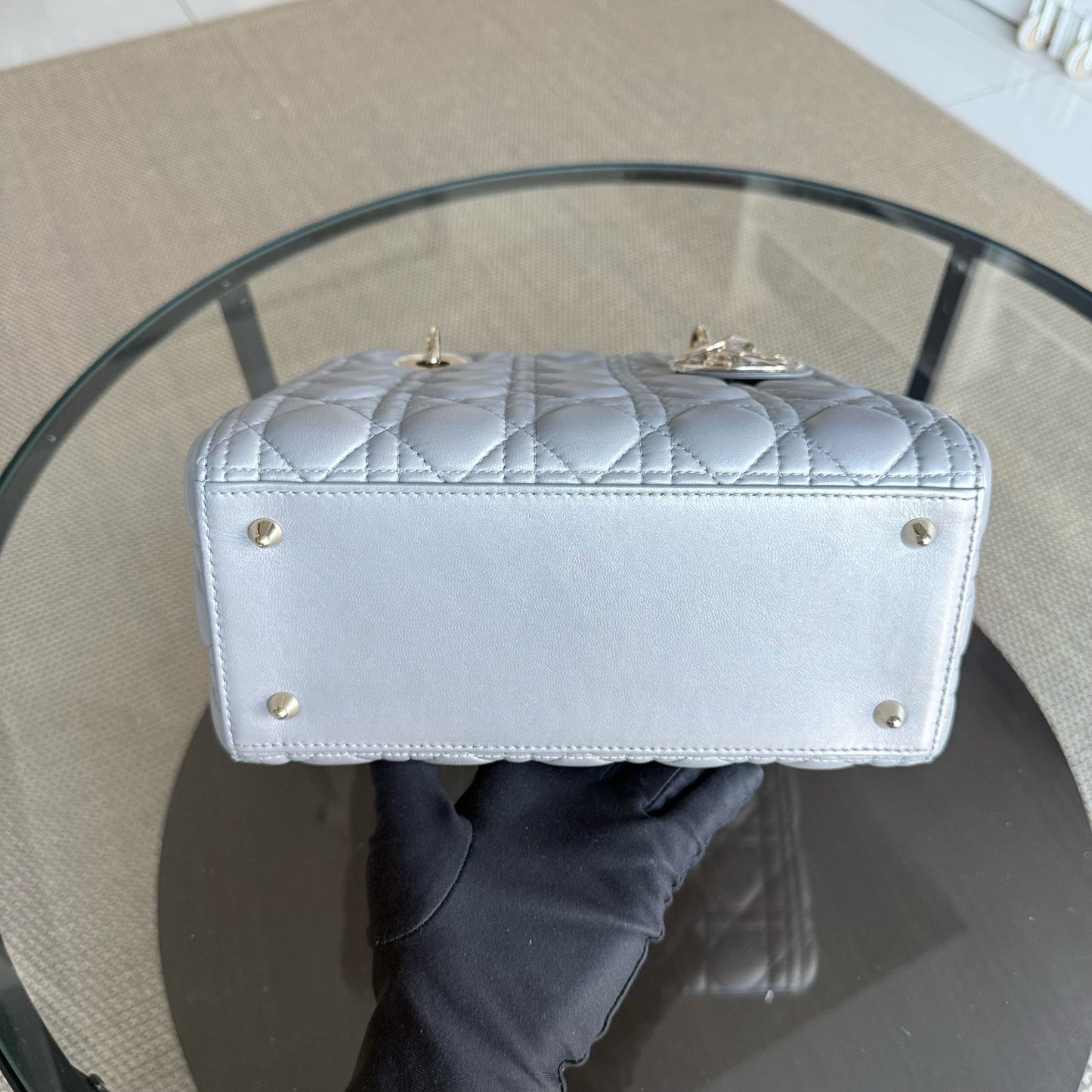 Kovancy Lady Moyen - Cuir d'agneau Canange Gris Quincaillerie dorée