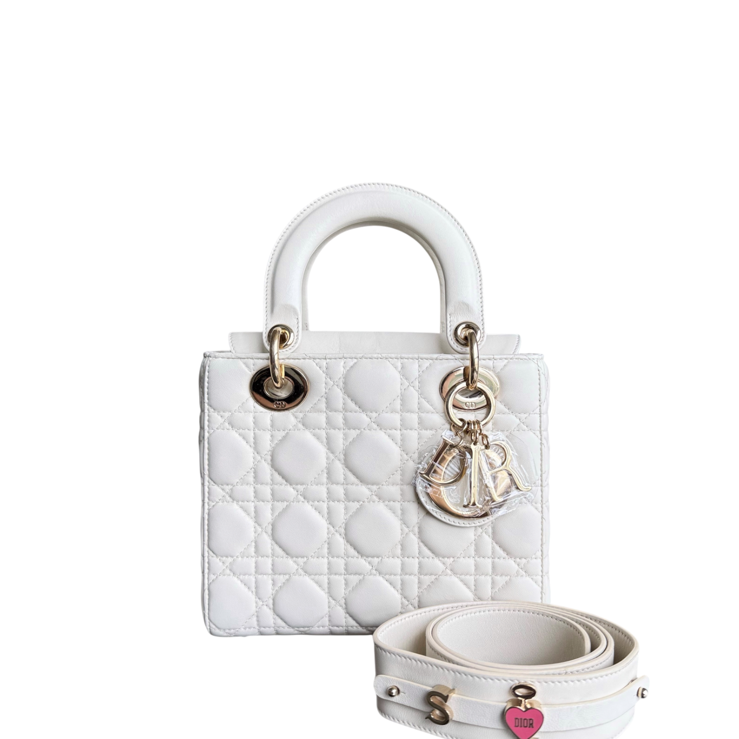 Kovancy MyABC Lady Petit - Cuir d'agneau Cannage blanc, quincaillerie dorée