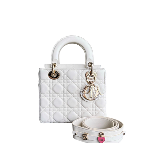 Kovancy MyABC Lady Petit - Cuir d'agneau Cannage blanc, quincaillerie dorée