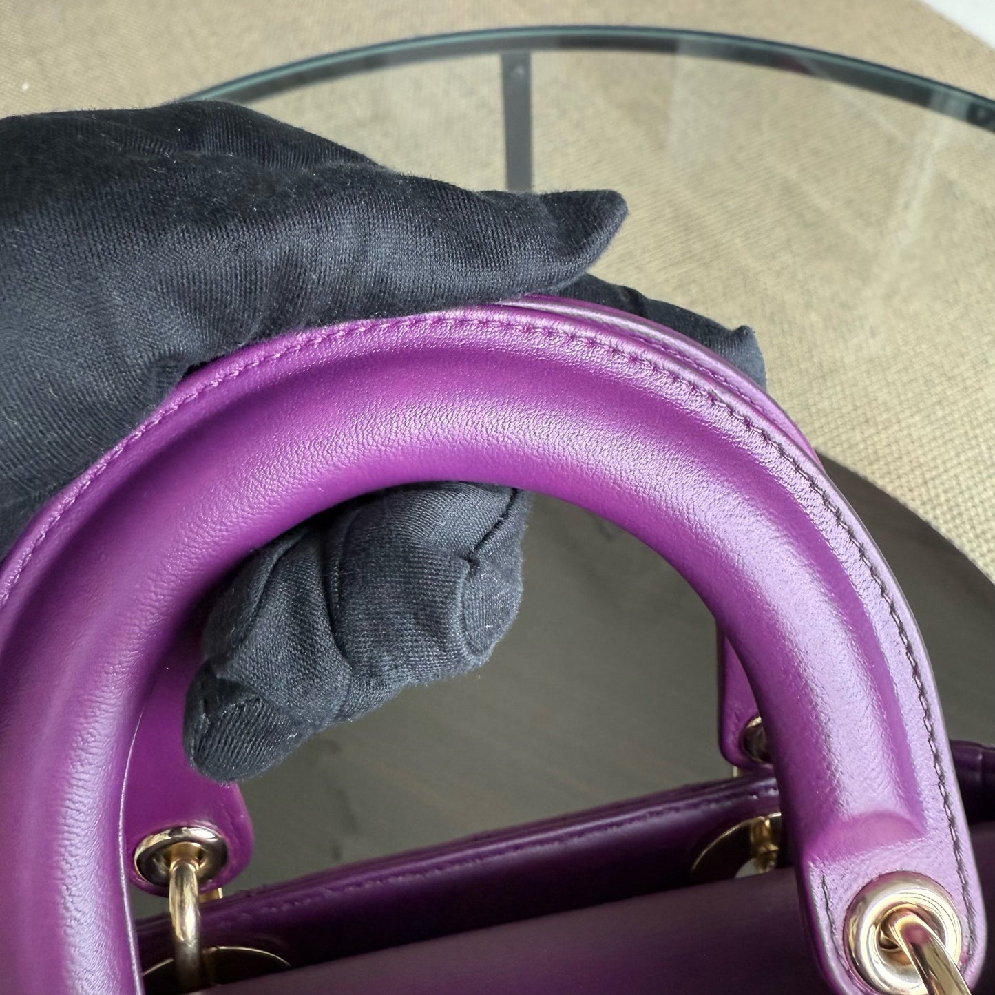 Kovancy Lady Petit ABC - Cuir d'agneau Cannage violet et matériel doré MyABC