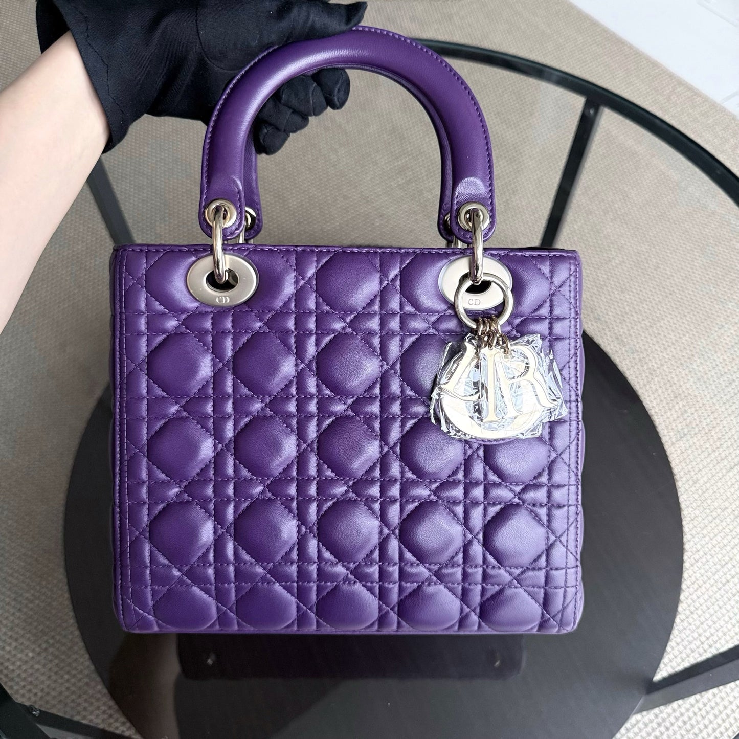 Kovancy Lady Moyen - Quincaillerie Cannage Lambskin Violet Argent